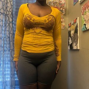 cute rare yellow harley davidson motorcycle long sleeve